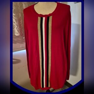 Tommy Hilfiger Red/Striped Crewneck Sweater w/ Signature Colors